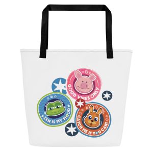 Masha and the Bear Friends: Emoji All-Over Print Large Tote Bag